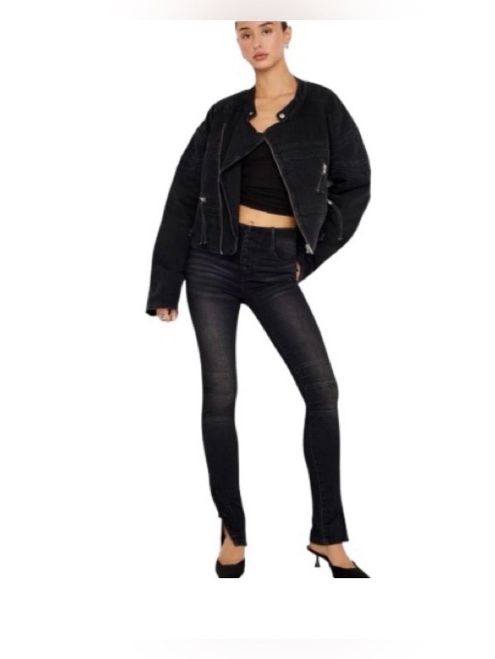 Good American Slim Moto Pant Black 8/29